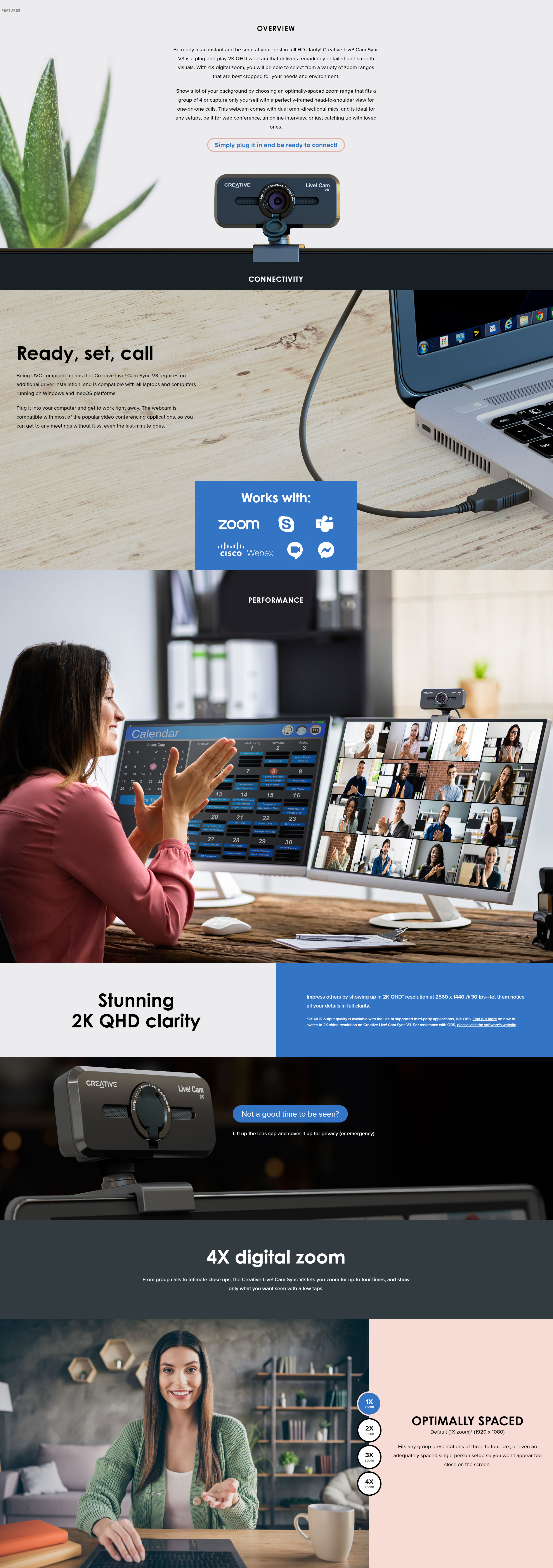 A large marketing image providing additional information about the product Creative Live! Cam Sync V3 2K QHD Webcam - Additional alt info not provided